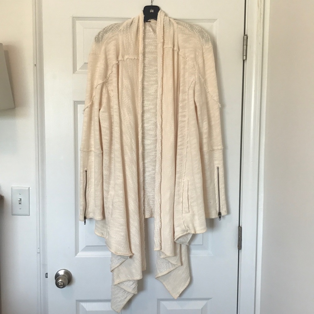 Free People Cream Zipper Cardigan